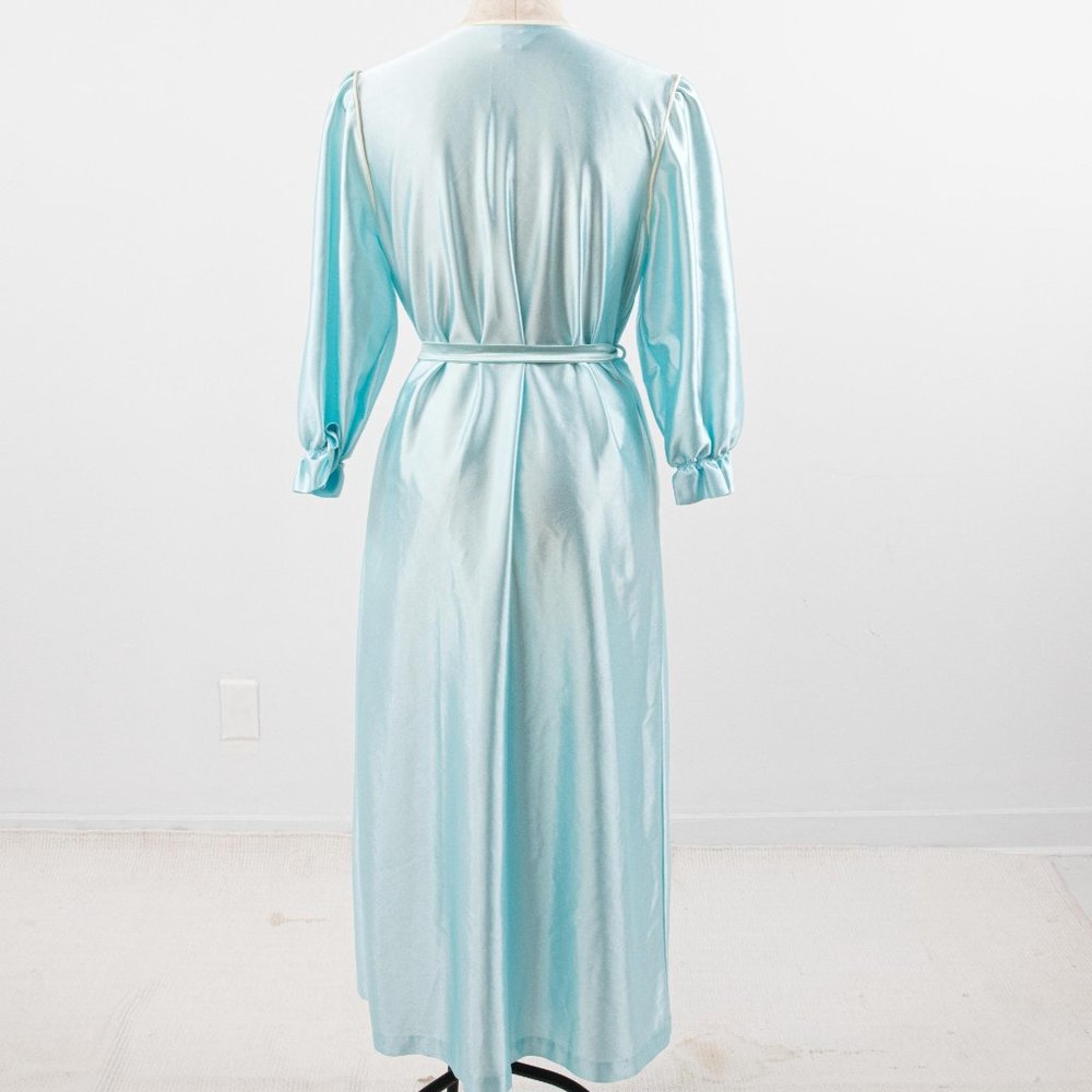 Vintage 70s OS Disco Shiny Robe Dress Blue AS-IS - Picture 5 of 14